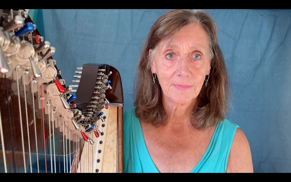 Josie with harp